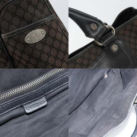 CELINE Macadam Canvas Boogie Hand Bag Dark Brown Black Silver - Picture 11 of 13